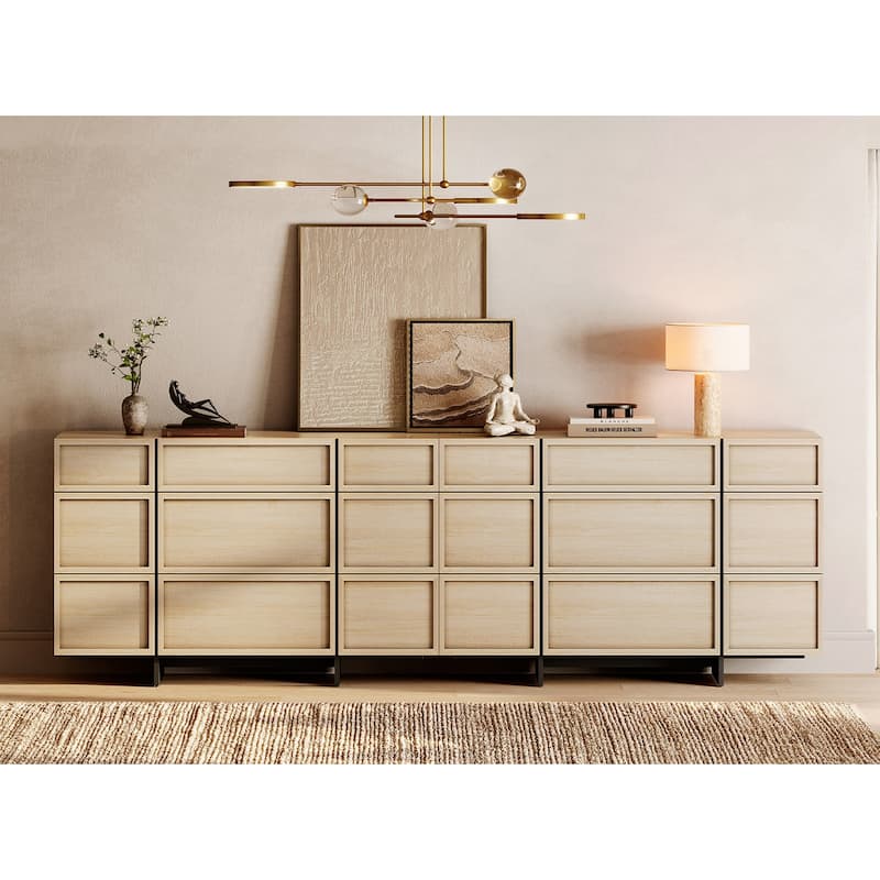 WAMPAT Modern Dresser With T-Shaped Legs - Wooden Storage Cabinet & Closet Organizer For Bedroom