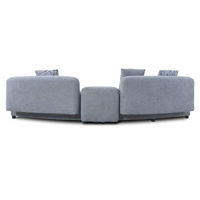Christopher Knight Home - Lunaria 122" Modern Upholstered Curved Sofa with 2 Damask Pattern Pillows