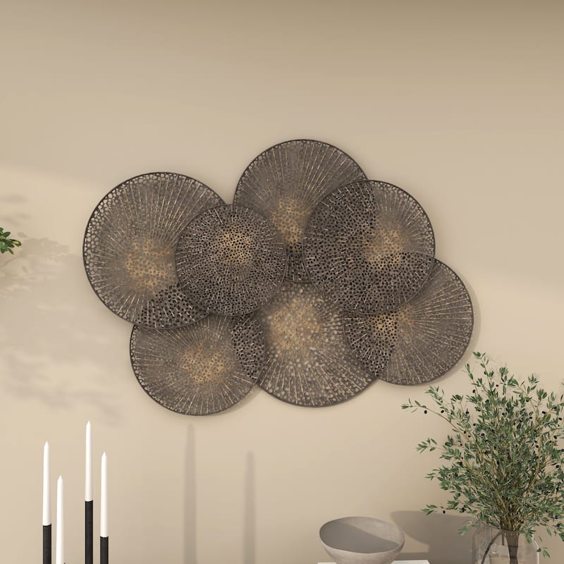Black Metal Geometric Overlapping Perforated Plate Home Wall Decor