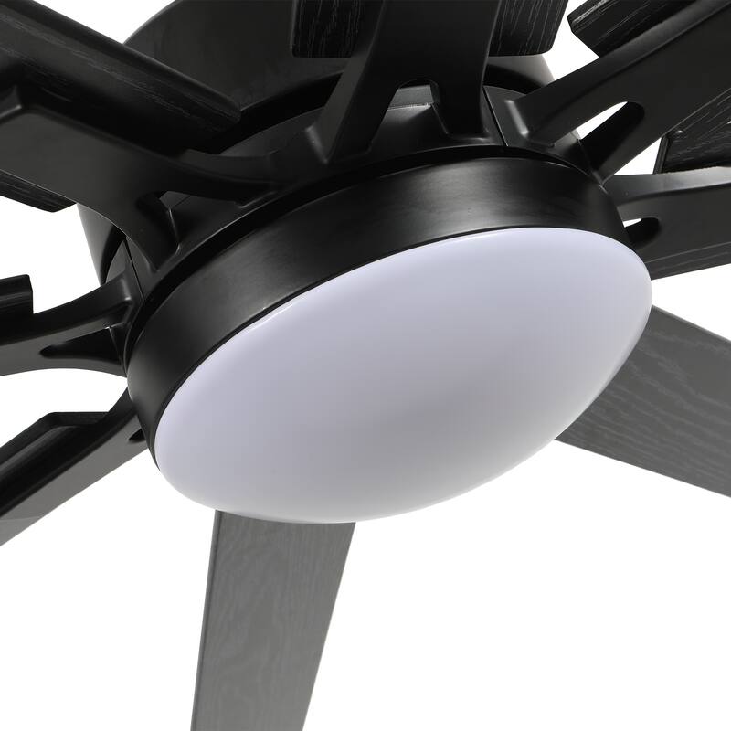 72'' Black Indoor Ceiling Fan with Light Remote Control