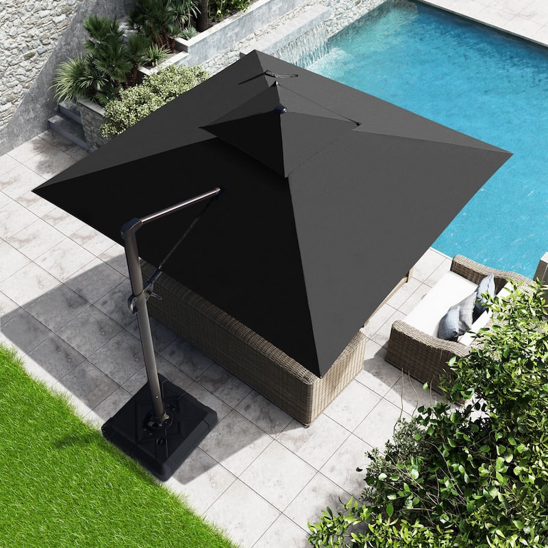VredHom 11 Ft Patio Cantilever Offset Umbrella with Double Top