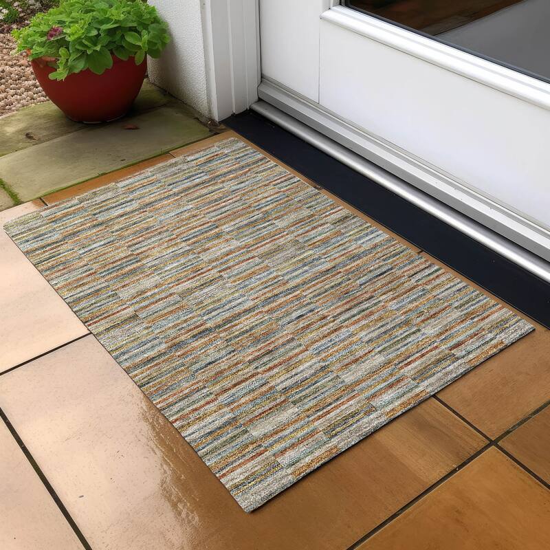Machine Washable Indoor/ Outdoor Chantille Contemporary Geo Rug - Paprika - 1'8" x 2'6"