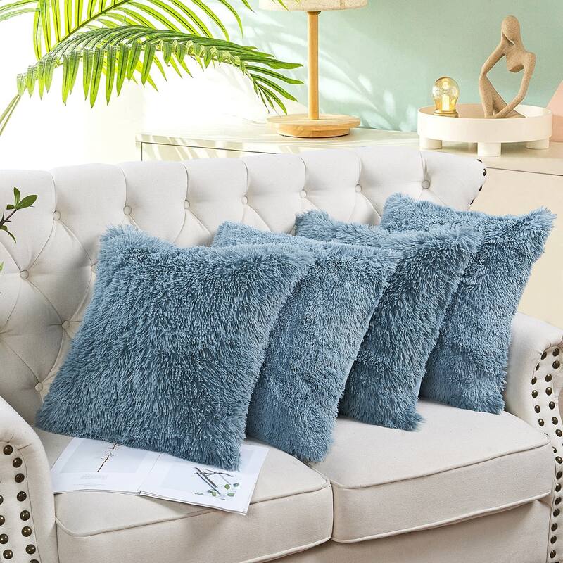 Halsted Shaggy FauxFur Decorative Throw Pillow Cover Set, NO INSERT