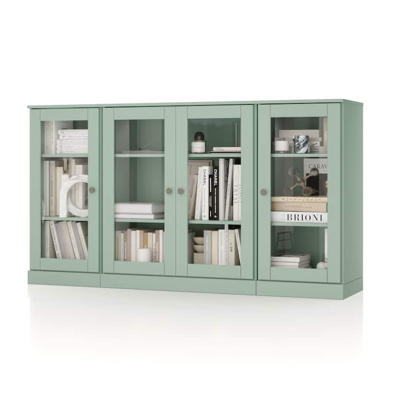 Palace Imports 100% Solid Wood 65" Sideboard with Clear Glass Doors and Adjustable Shelves