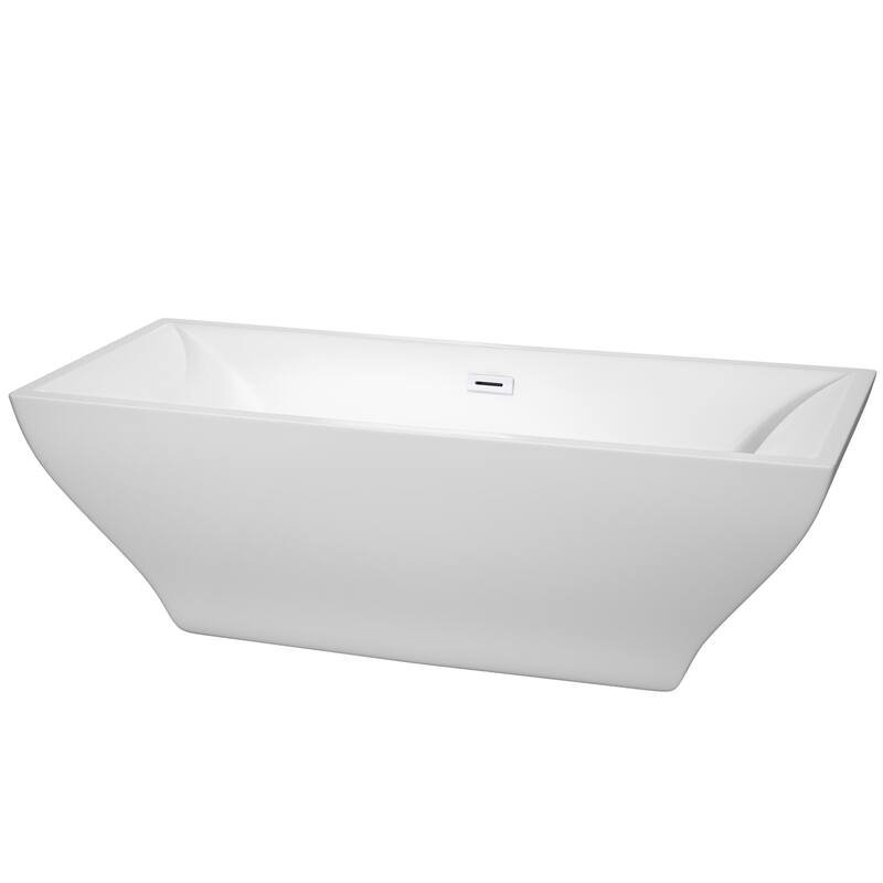 Wyndham Collection Maryam 72" Free Standing Acrylic Soaking Tub with - White / Shiny White Trim