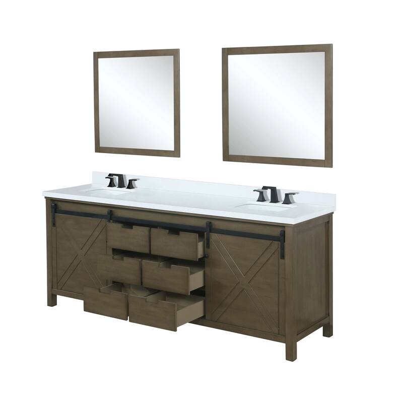 Marsyas Bath Vanity, Cultured Marble Countertop, Faucet Set and Mirrors