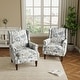 preview thumbnail 15 of 85, 2 Set Transitional Patterned Wingback Accent Chairs with NailHead