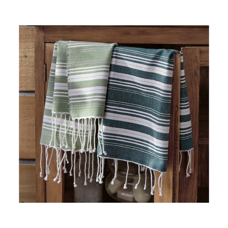 Sola Set of 2 Dark Green Guest Towels Cotton Hand Towels Everyday Use 22x16 Inches Machine Washable