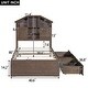 preview thumbnail 4 of 12, Walnut Twin Size Wood Platform Bed with House-shaped Storage Headboard and 2 Drawers for Bedroom