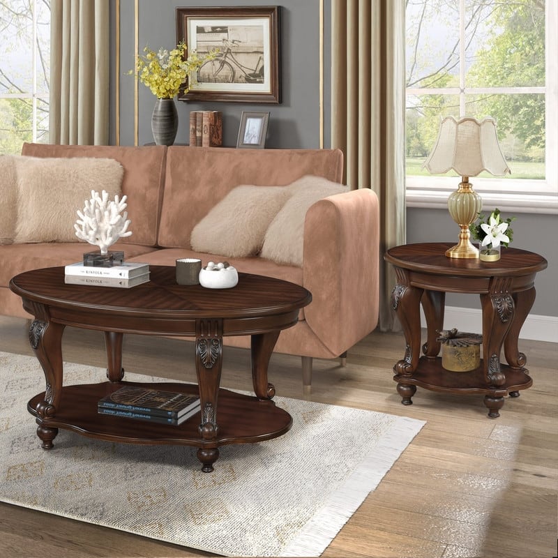 3-Piece Coffee Table Set with 2 End Side Tables
