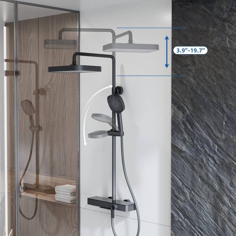 Modland Wall Mount 3-Function Shower System with Waterfall Tub Spout Adjustable Slide Bar,Handheld Shower