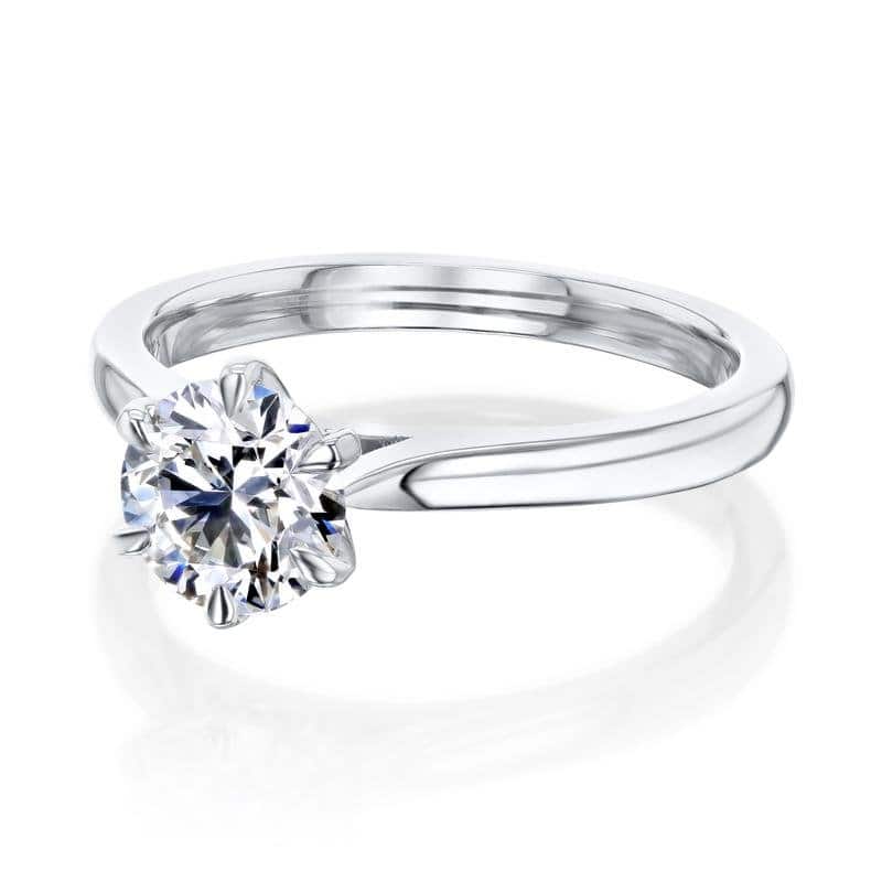 Kobelli 1 Carat Lab Grown Diamond Certified 14k Solid Gold Round Solitaire 6-Prong Tower Taper Tokyo Ring (FG/SI)