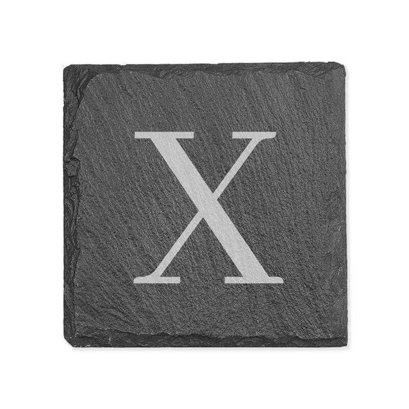Personalized Letter Square Slate Coaster - 1 piece - X - Slate