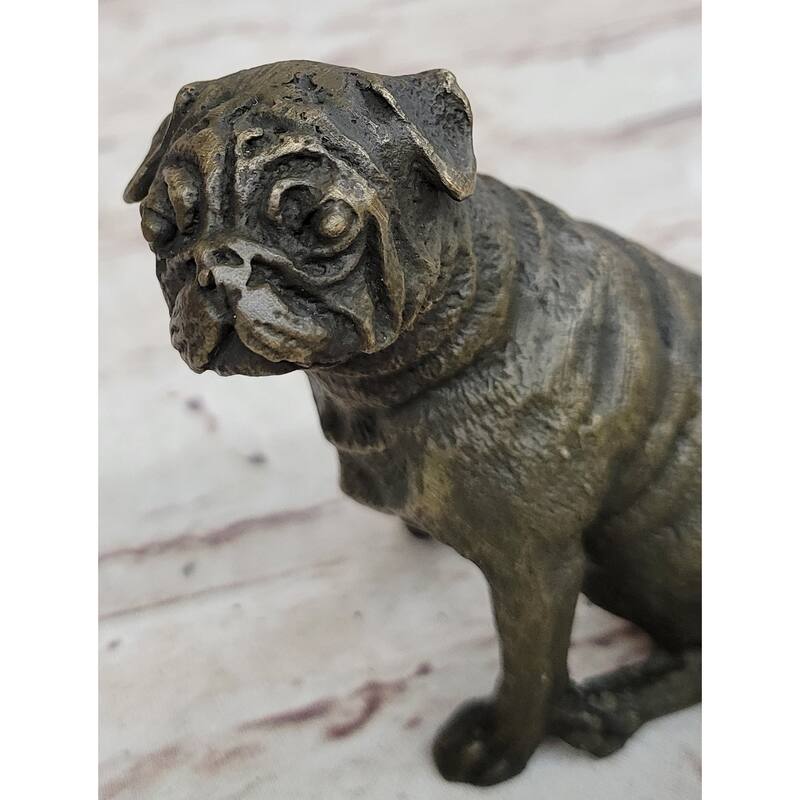 Pug Imitative Dog Bronze Miniature Statue Sculpture Figure Original Art 4 Inches X 4 Inches