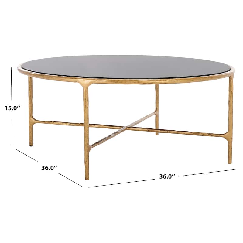 SAFAVIEH Couture Venanzia Round Metal Coffee Table - 36" W x 36" L x 15" H - 36"W x 36"D x 15"H