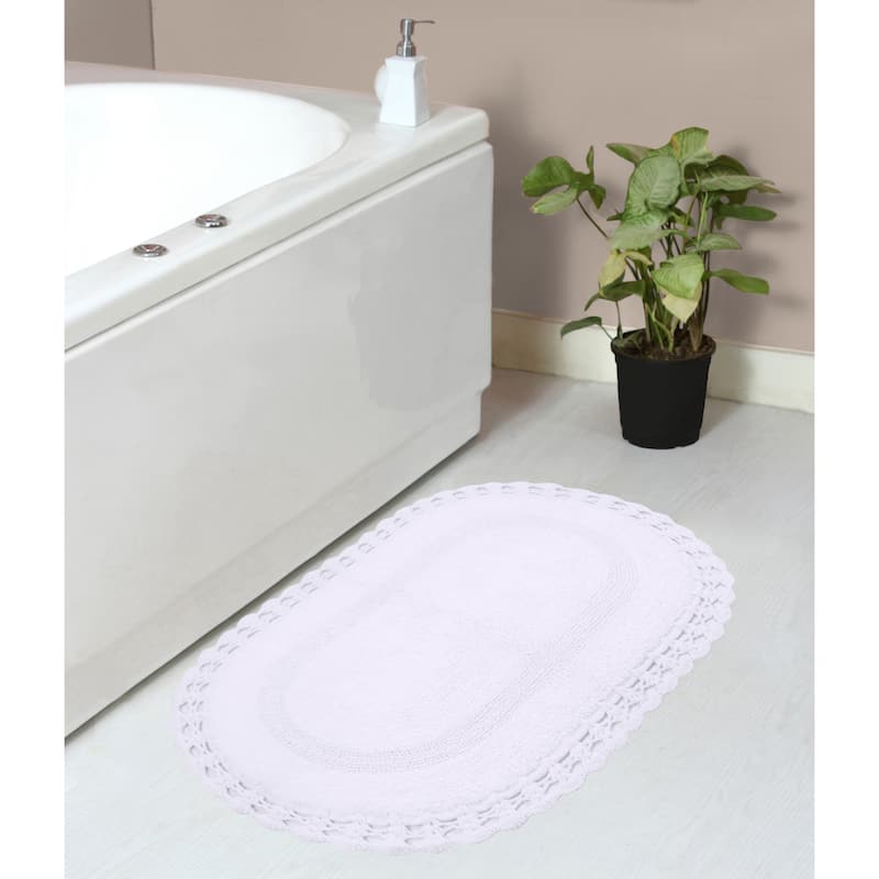 Hampton Contour Rug, Cotton Soft, Water Absorbent, Non Slip U Shape Contour Rug Machine Washable 20"x20" Contour - 21"x34" - White