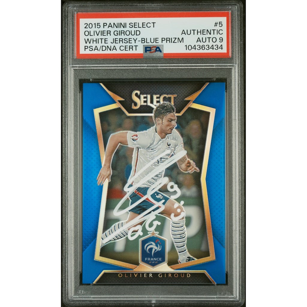 Olivier Giroud 2015 Panini Select Blue Prizm Card #5 Auto Graded PSA 9 164/299 - 8' x 11'