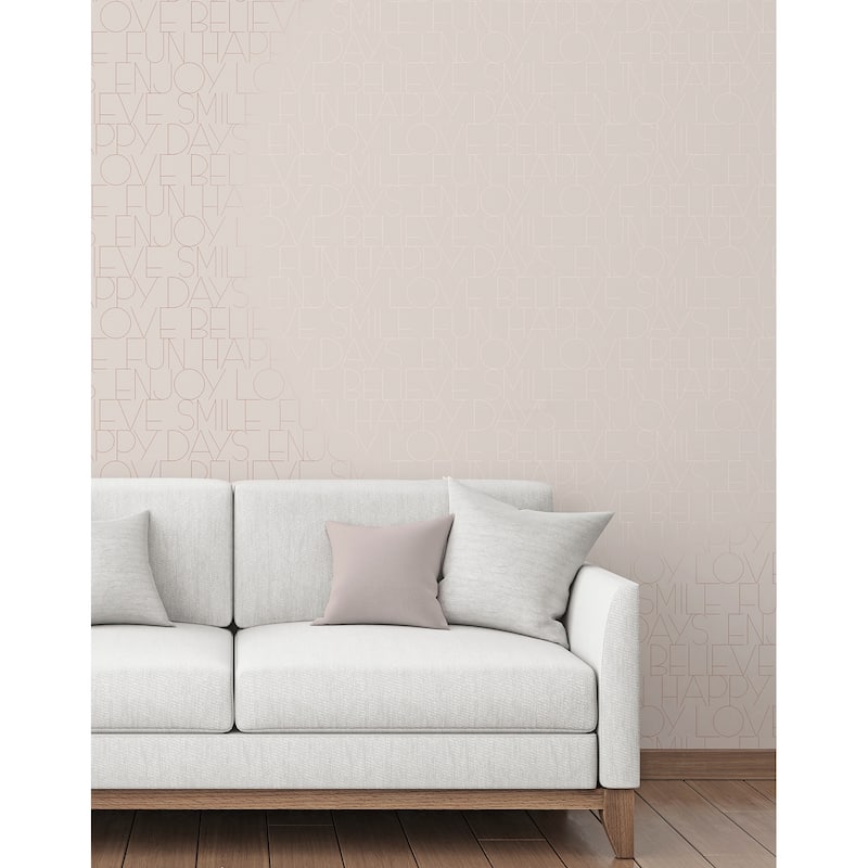 Fine Decor Oslo Rose Gold Positive Text Wallpaper
