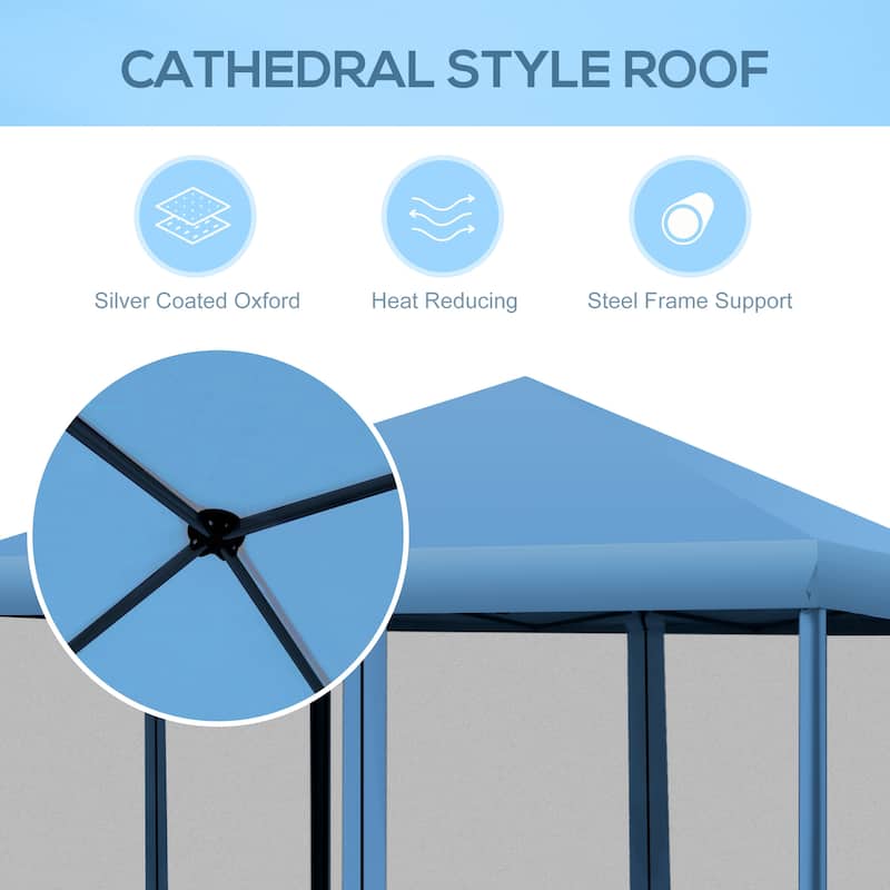 Outsunny 10' x 10' Heavy Duty Pop Up Canopy with Removable Mesh Sidewall Netting, Easy Setup Design, Outdoor Party Event