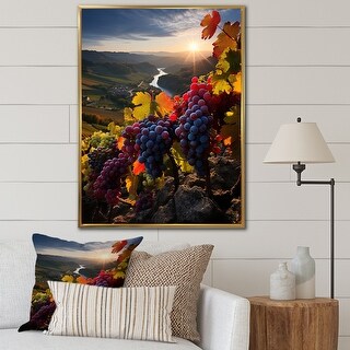 Designart "Scenic Vivid Vineyard II" Vineyard Framed Wall Decor - Bed ...