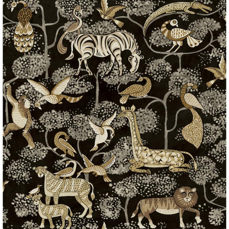A-Street Prints Rigby Black Jungle Animals Wallpaper