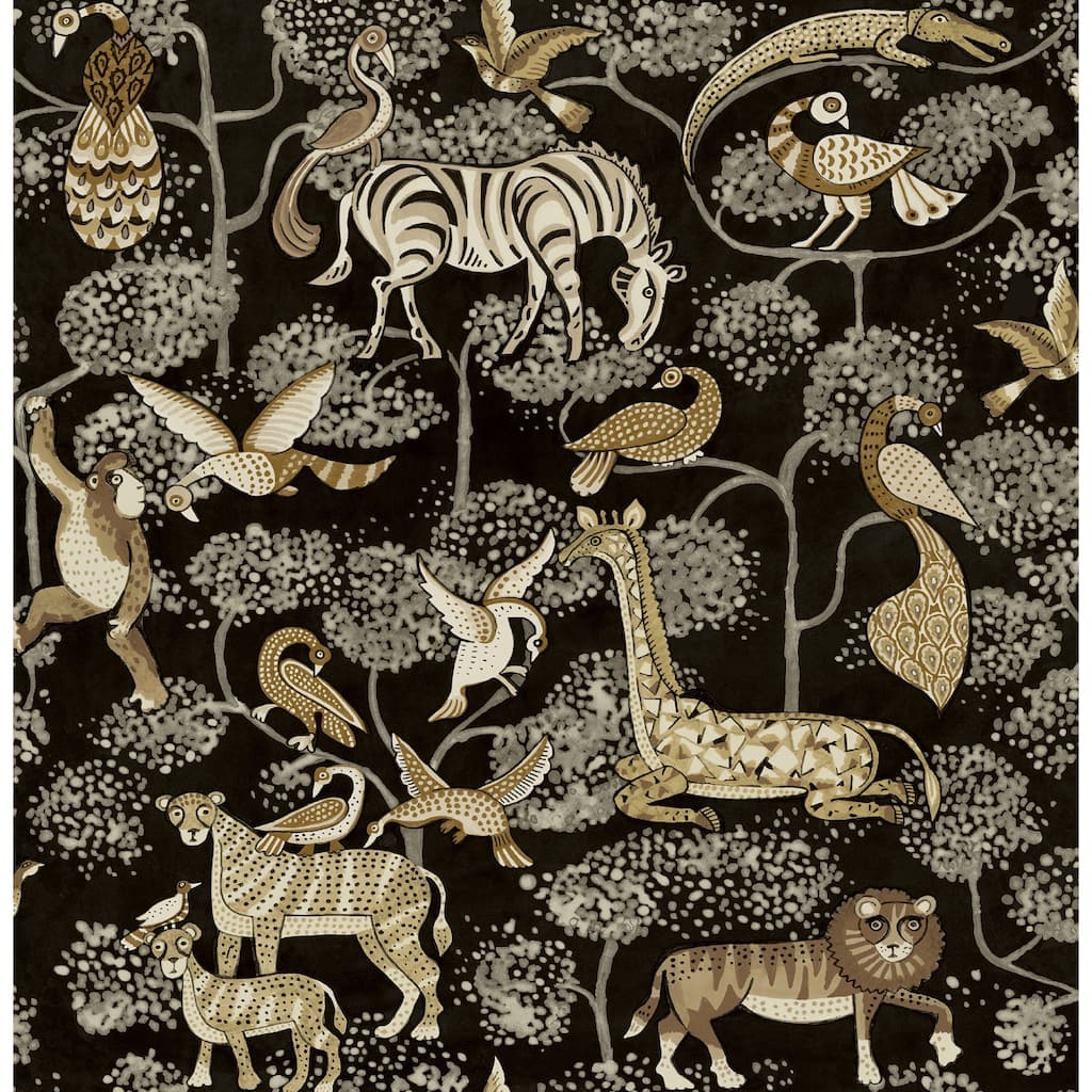 A-Street Prints Rigby Black Jungle Animals Wallpaper