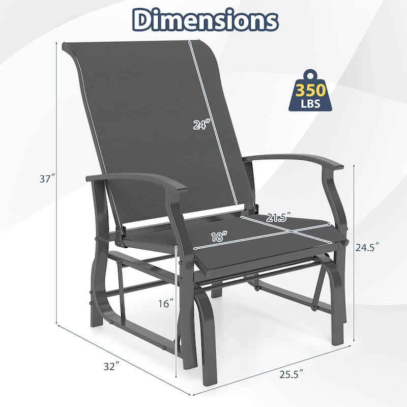 Costway Porch Gliders Set of 2/4 with Reclined High Back Breathable - See Details