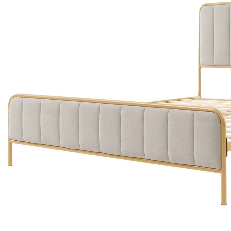 Queen Upholstered Bed Frame with Tufted Headboard