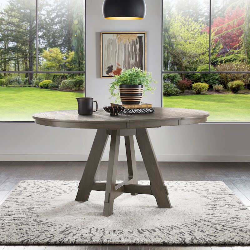Harstad Wood Finish Extendable Round Dining Table by iNSPIRE Q Modern
