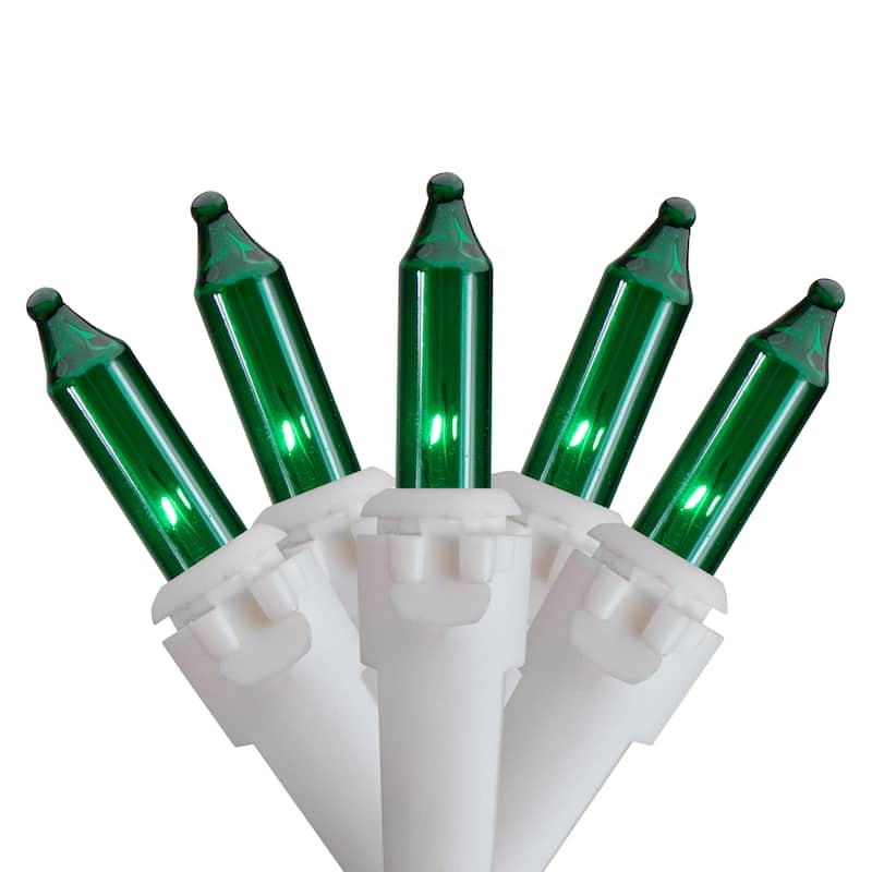 50-Count Green Mini Christmas Light Set 10ft White Wire - 10'