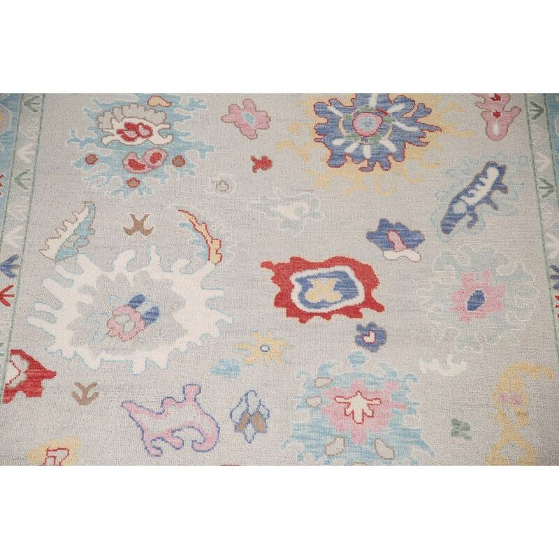 Grey Oushak Oriental Area Rug Handmade Wool Carpet - 9'1"x 11'10"