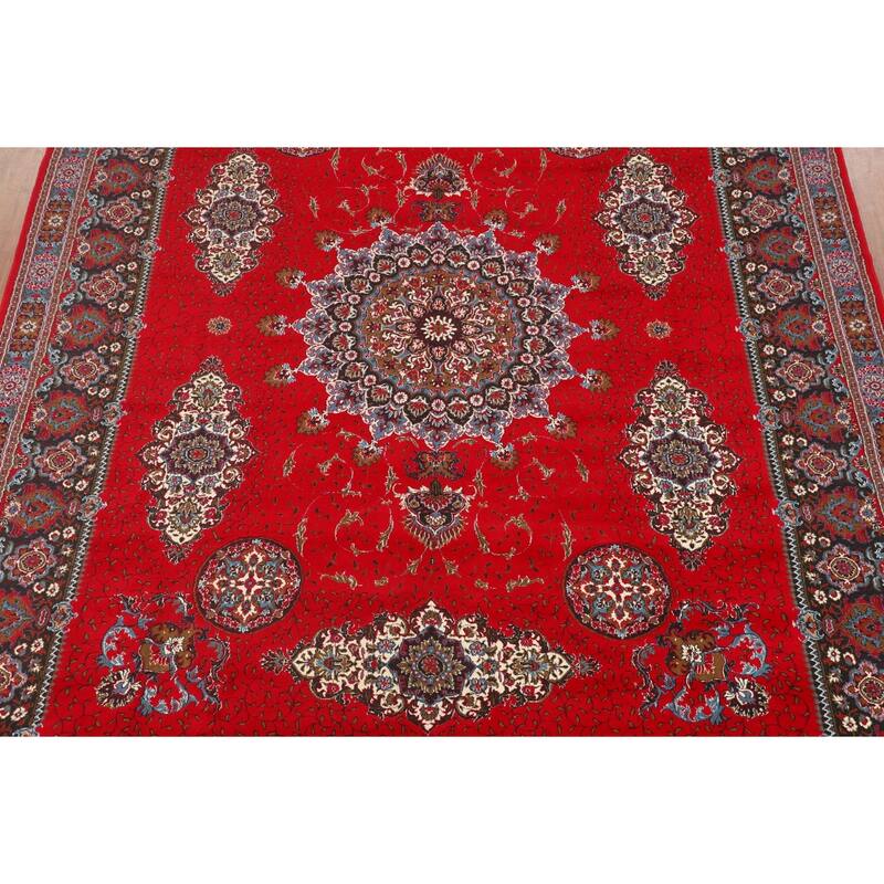 Red Kashan Turkish Area Rug Machine Made Carpet - 9'6" x 12'9"