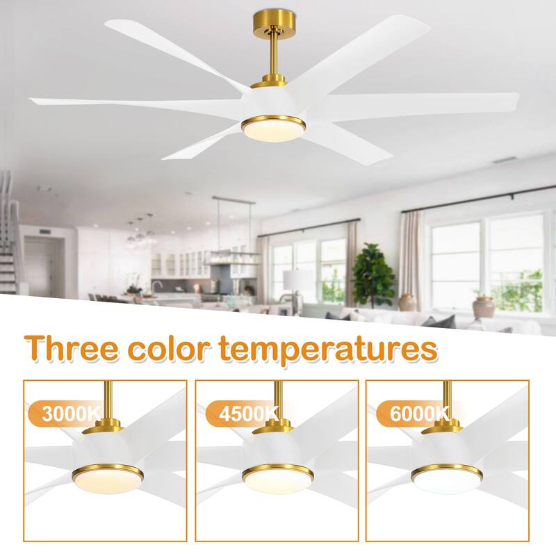65-in Indoor Large LED Ceiling Fan with Light Remote (6-Blade)
