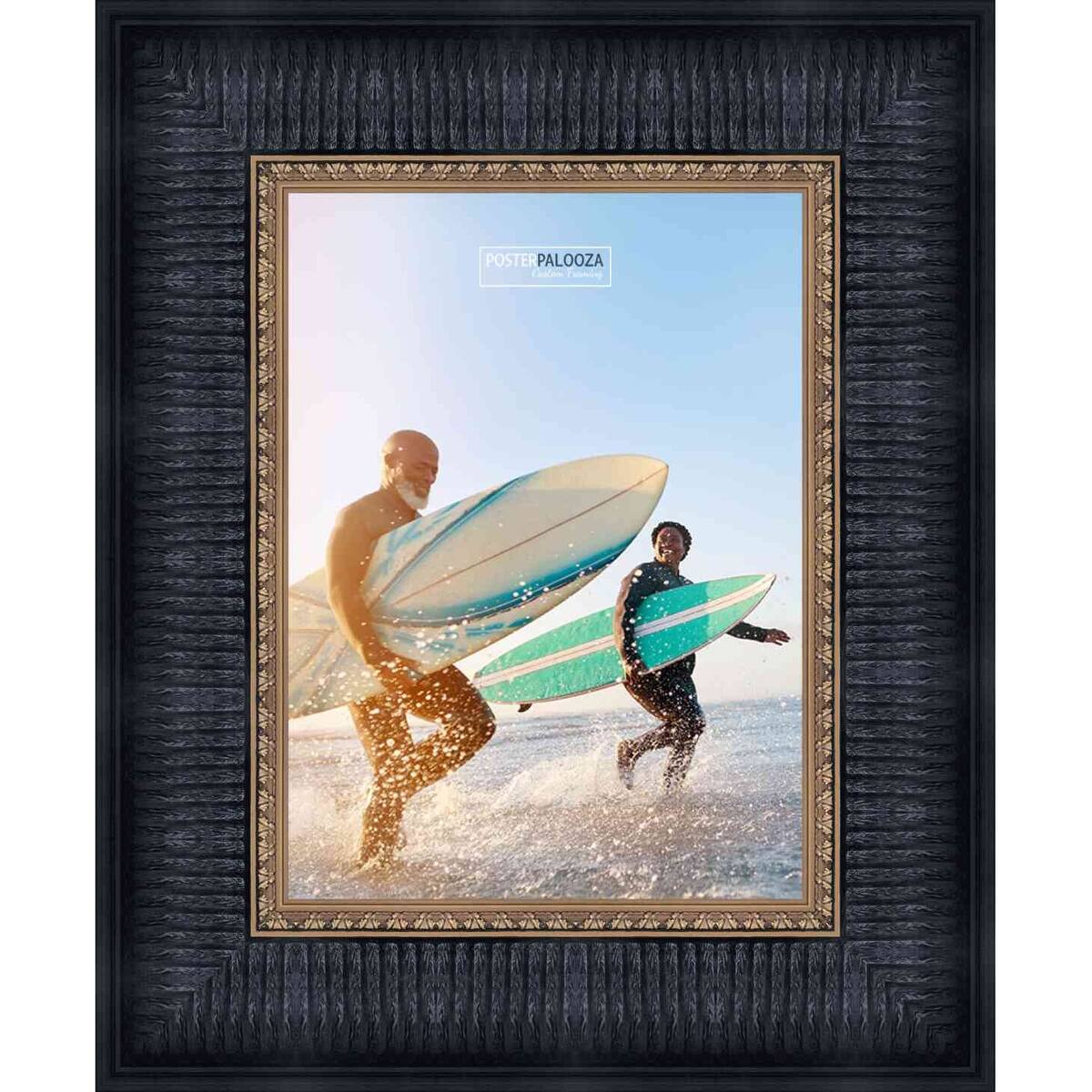 14x11 Ornate Black Complete Wood Picture Frame with UV Acrylic, Foam Board Backing, & Hardware