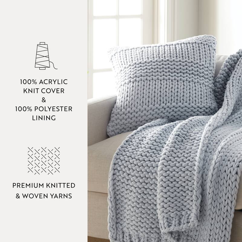 Cozy Chunky Knit Acrylic Decor Throw Pillow