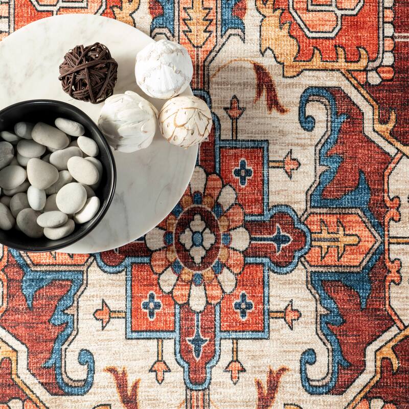 Nuloom Hera Medallion SplashGuard Machine Washable Area Rug