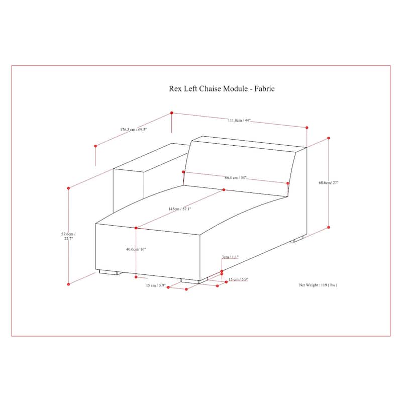 WYNDENHALL Biggs Left Chaise Sofa Module
