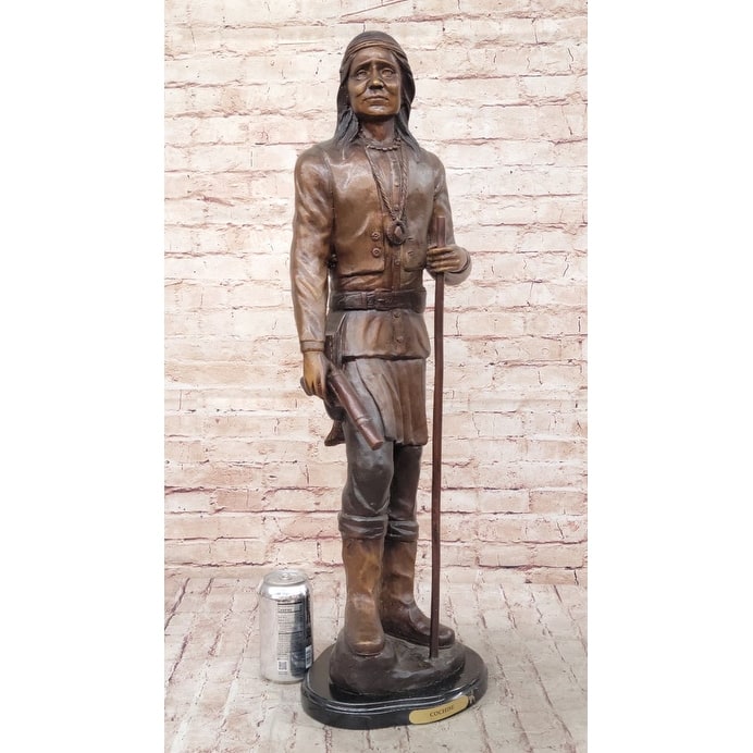 Native American Indian Apache Chief Cochise Bronze Statue Sculpture Figure On Marble Base