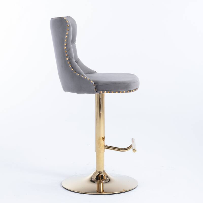 Modern Upholstered Swivel Barstools with Adjusatble Seat Height,Set of 2