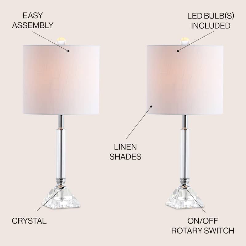 Goddard 19.5" Crystal Column/Metal LED Table Lamp, Clear by JONATHAN Y