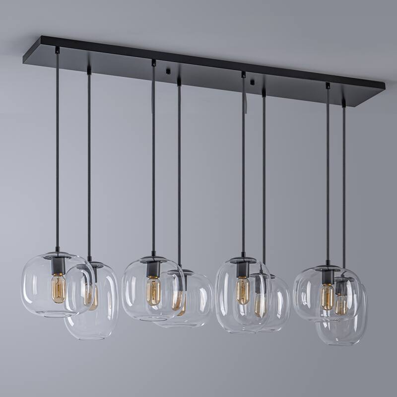 8-Light Linear Chandelier Modern Kitchen Island Light
