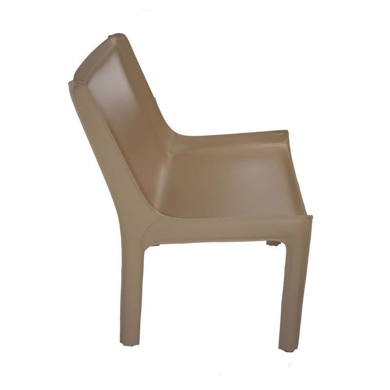Set of Two Recycled Leather High Back Eloi Dining Chair in Taupe