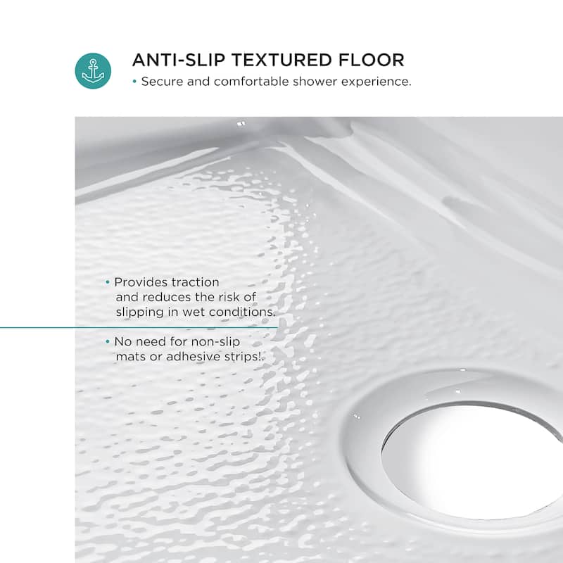 Fine Fixtures Single Threshold Acrylic Non-Slip Shower Base With Seat - 60 x 32