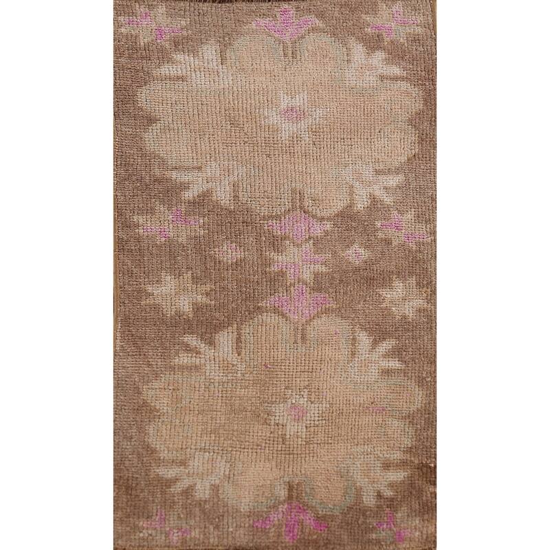 Hand Knotted Oriental 100% Wool Carpet Transitional Tribal Brown Anatolian Area Rug - 2' 8'' X 1' 5''