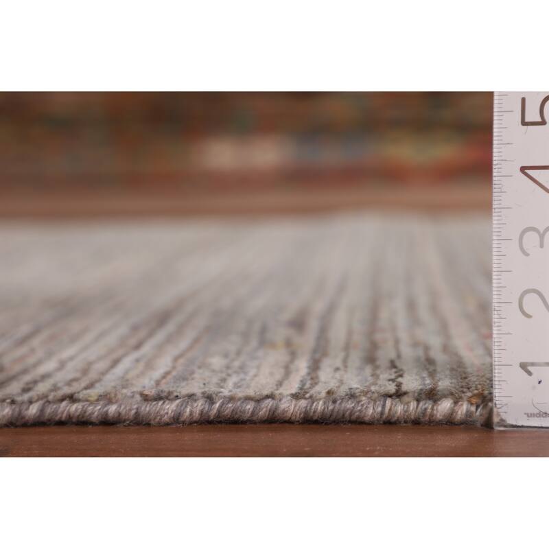 Striped Gabbeh Indian Area Rug Hand-Knotted Wool Carpet - 4'11" X 8'1"