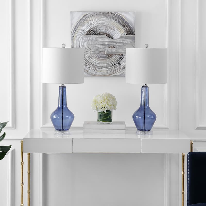SAFAVIEH Lighting Bozhanka 24" Table Lamp - 11"x11"x24" - 11Wx11Dx24H - Blue