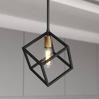 Deering LED Compatible Matte Black and Gold Satin Brass Contemporary Mini Pendant Ceiling Light