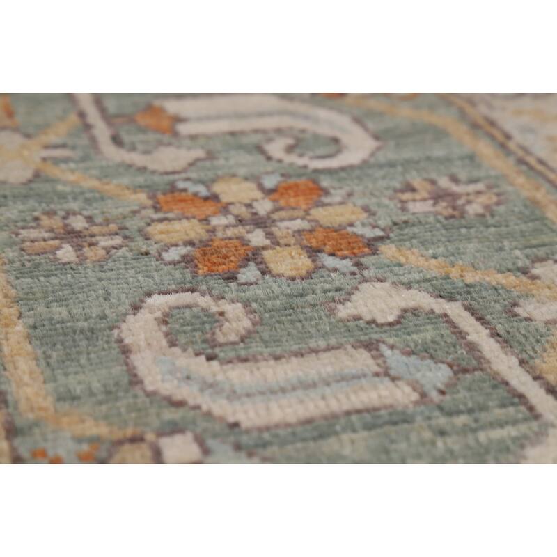 Hand Knotted Oriental 100% Wool Carpet Transitional Medallion Greys & Charcoal Oushak Area Rug - 14' 2'' X 10' 2''