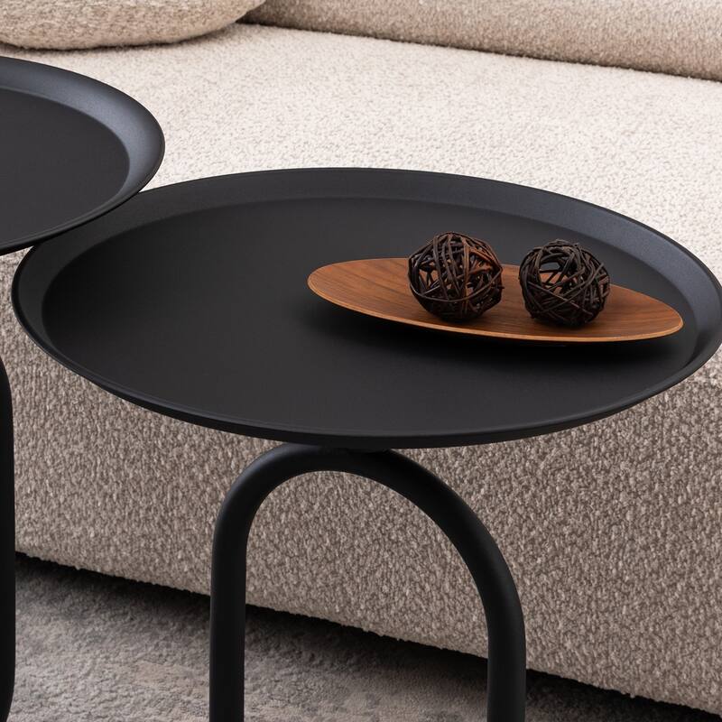 Lantern-shaped Metal End Table, Small Round Side Table, Modern Coffee Drink Cocktail Table