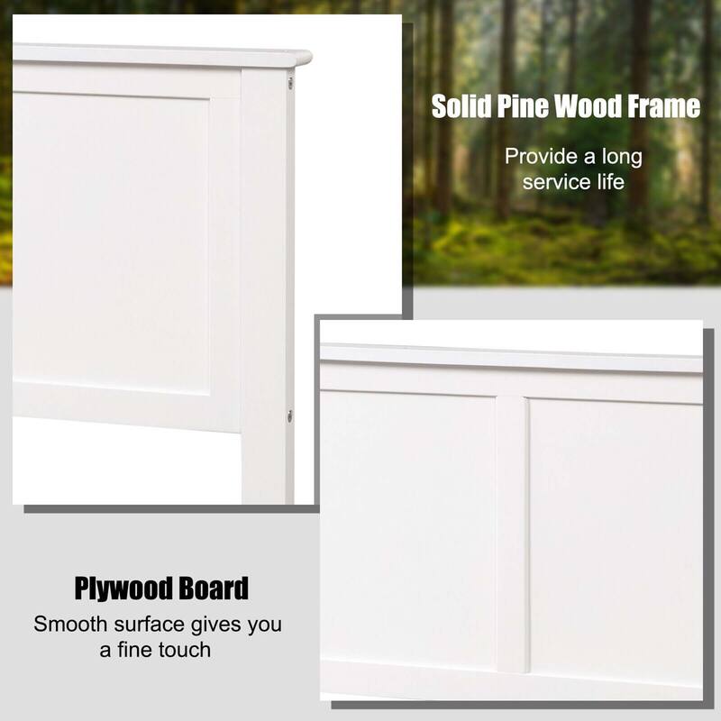 Gymax Twin Wood Headboard Flat Panel Pre-drilled Holes Height